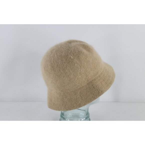 Vintage 90s Streetwear Blank Wool Rabbit Hair Knit Bucket Hat Cap Beige OS main image 4